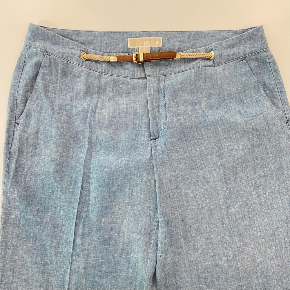 Michael Kors trousers pant wide leg light blue linen &cotton blend lightweight 8 - Picture 11 of 16
